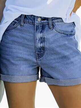Magritta Denim Shorts for Women Mid Waisted Folded Hem